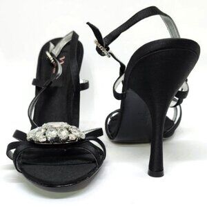 Nina Women's Black High-Heel W/Silver Rhinestone Embellishment Size 8.5 & 10